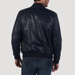 Drake Leather Jacket // Navy Blue (L)
