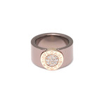 Bulgari Bulgari Bronze + 18k Rose Gold Diamond Signet Ring (Ring Size: 5.5)
