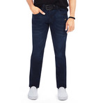 Men's Belted Dark Wash Jeans // Dark Blue (36WX32L)