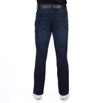 Men's Belted Dark Wash Jeans // Dark Blue (34WX30L)