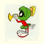 Marvin The Martian // Horn // Hand Painted Cartoon Etching (Unframed)