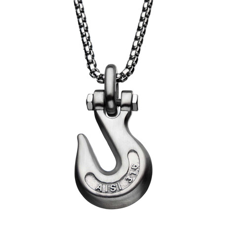 Grab Hook Anchor Pendant Necklace // Steel