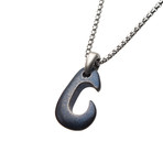 Hook Pendant Necklace // Antique Steel