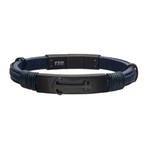 Leather Anchor Bracelet // Blue + Black