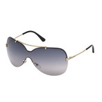 Women's Ondria Shield Sunglasses // Shiny Rose Gold + Smoke Gradient