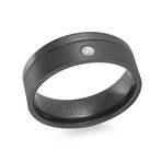 Matte Comfort Fit Ring Set + Cubic Zirconia Stone // Black (5)