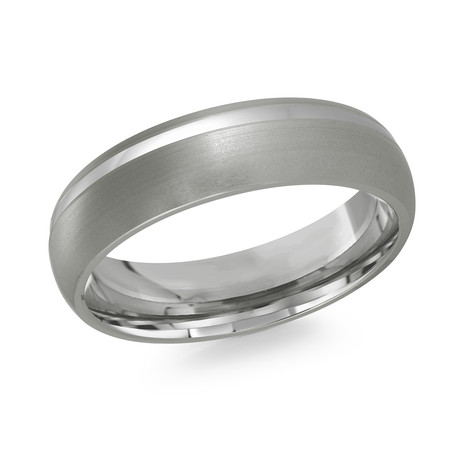Brushed + Polished Striped Tiffany Comfort Fit Ring (5)
