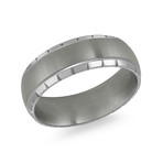 Brushed Center + Polished Cut Edges Design Comfort Fit Ring (6.5)