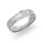 Brushed Center + Polished Diamond Cut Design Edges Comfort Fit Ring (6.5)