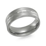 Brushed + Polished Grooved Inlay Design Comfort Fit Ring (7)