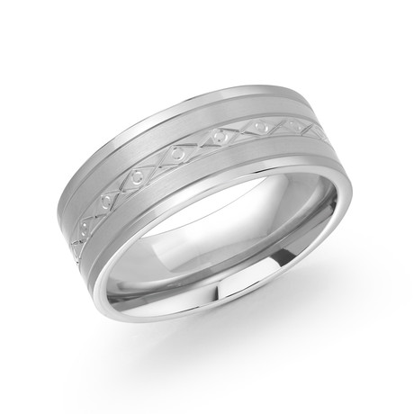 Brushed + Polished Diamond Cut Design Comfort Fit Ring (5)