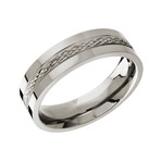 Polished Diamond Cut Design Center Comfort Fit Ring (6.5)