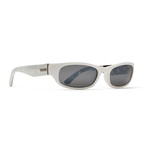 Unisex Unit Sunglasses // White + Gray Silver Chrome