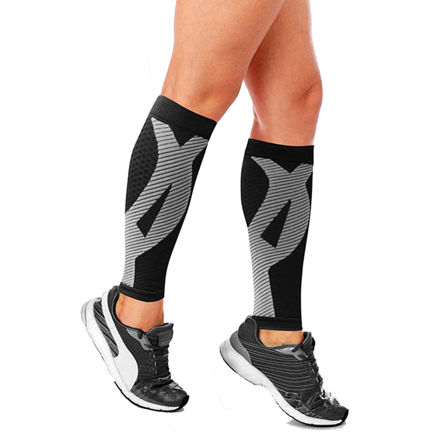 2.0 Copper-Infused Calf Compression Sleeves // 1-Pair // Black (S/M ...