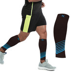 Ultra V-Striped Copper-Infused Calf Compression Sleeve // 1-Pair // Blue (Small / Medium)