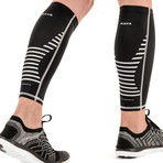 Compression Calf Sleeve // Pack of 2 // Black + Silver (Small)