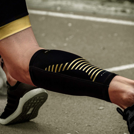 Compression Calf Sleeve // Pack of 2 // Black + Gold (Small)
