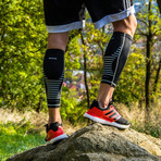 Compression Calf Sleeve // Pack of 2 // Black + Silver (Large)
