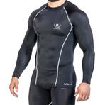 Compression Long Sleeve T-Shirt // Black + Silver (XX-Large)