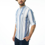 Auden Cavill // Vertical Stripe Button-Up Shirt // Navy (S)