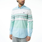 Auden Cavill // Stripe Button-Up Shirt // Turquoise (M)