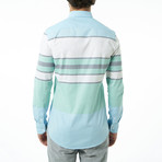 Auden Cavill // Stripe Button-Up Shirt // Turquoise (3XL)