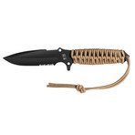 Maraudeur Bushcraft // Survival Knife // 550 Paracord® Handle // Coyote Brown (Serrated Edge)
