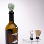 Set of 3 Mineral Wine Stoppers + Acrylic Base // Fluorite