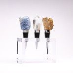 Set of 3 Mineral Wine Stoppers + Acrylic Base // Lazulite