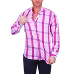 Einstein Plaid Dress Shirt // Pink (S)