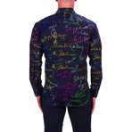 Fibonacci Rainbow Scribble Dress Shirt // Black (XL)