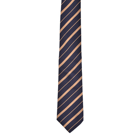 Two-Tone Silk Tie (Navy + Orange)