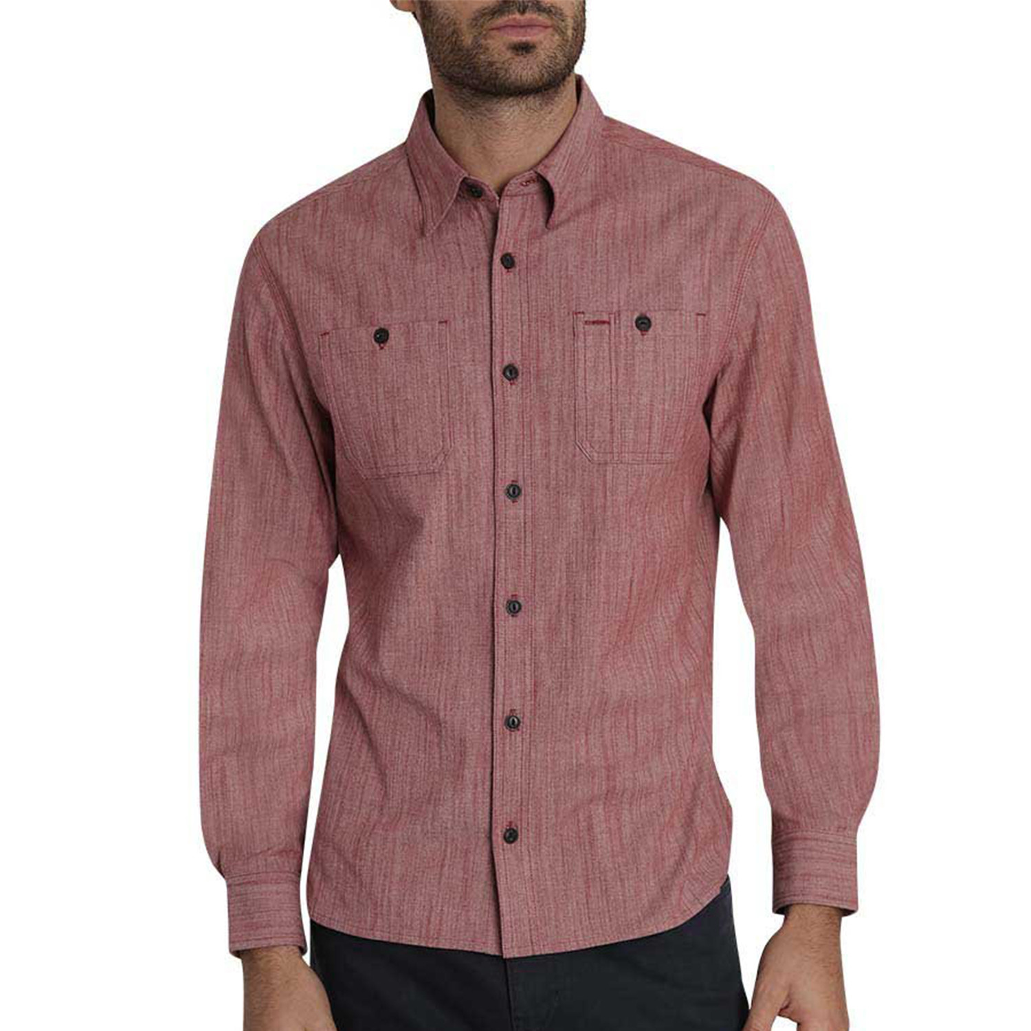 Stretch Chambray Ls Shirt // Red (S) - Jachs NY - Touch of Modern