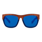 Men's PL93C4 Sunglasses // Brown Wood + Blue