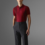 Vertical Block Stripe Polo Shirt // Deep Pink + Red (2XL)