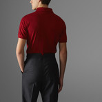 Vertical Block Stripe Polo Shirt // Deep Pink + Red (XL)
