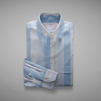 Oxford 70 Wide Stripe Shirt // Pale Blue + Neutral (M)