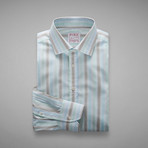 Pop Fresh End On End Stripe Shirt // Pale Blue + Green (US: 13L)