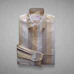 Oxford 70 Wide Stripe Shirt // Cream + Neutral (L)