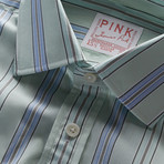 Piumino Fine Stripe Shirt // Pale Green + Blue (US: 16R)