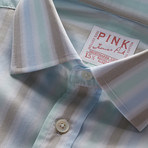 Pop Fresh End On End Stripe Shirt // Pale Blue + Green (US: 15.5R)