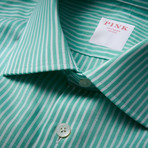 Provence Stripe Button Cuff Shirt // Pale Green + White (US: 13L)
