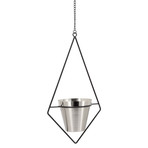 Mina Diamond Frame // Hanging Drop Pot Planter (Silver)