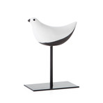 Finch Crackle Glaze Bird On Stand Sculpture (8"H)
