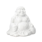 Laughing Buddha Ceramic Statue // White