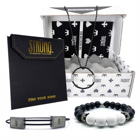 Men’s Rockstar Box Bundle Black Edition II // Ü Collection Bracelet + The Dreamer Bracelet + Ball 'n Chain Necklace (Small/Medium)