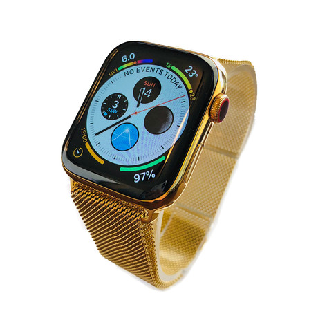 24K Gold Apple Watch Series 5 // With Gold Milanese Loop Band // 44mm