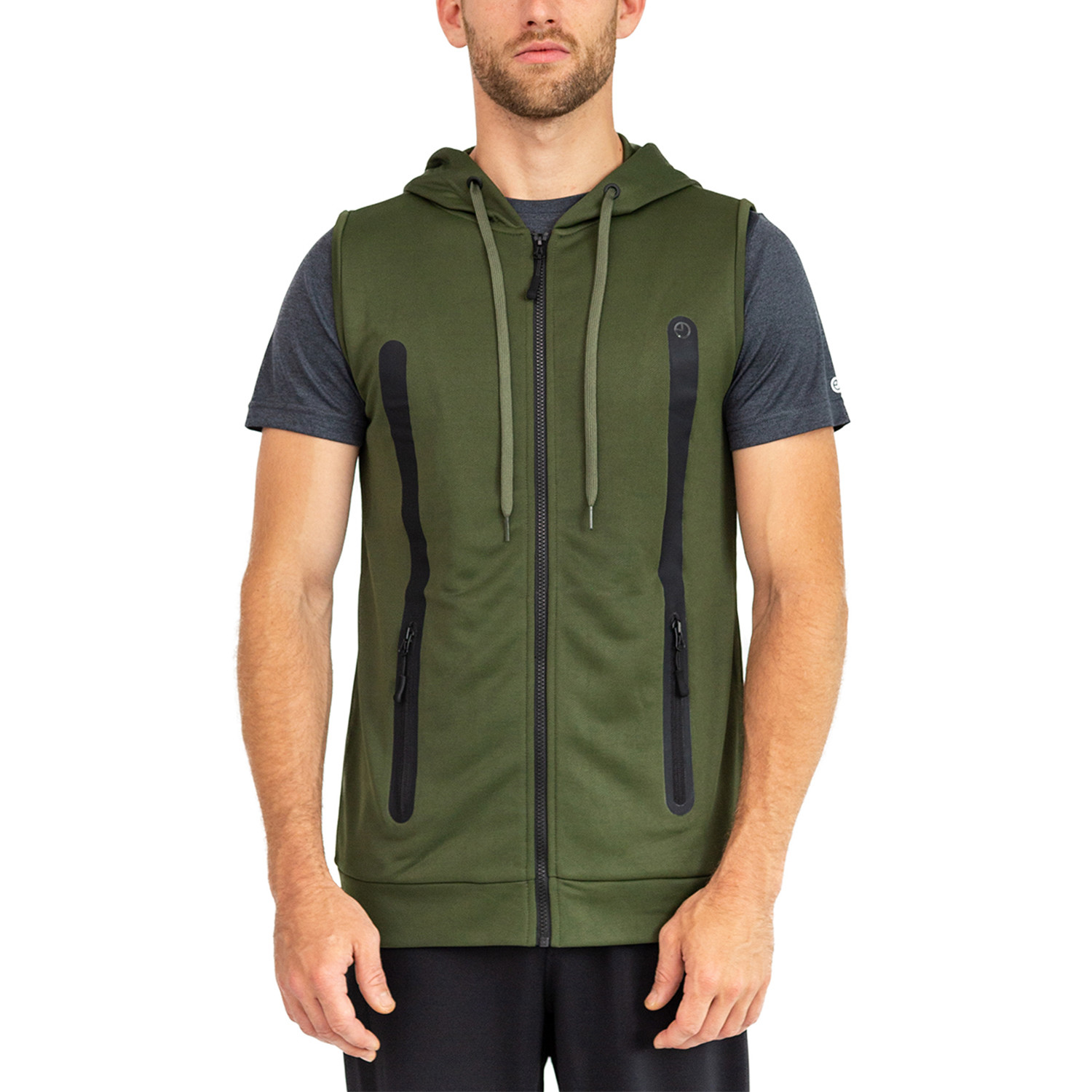 green sleeveless hoodie