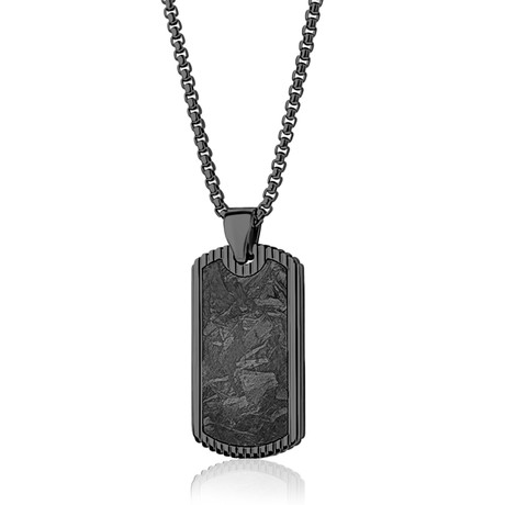 Beaded Edge Dog Tag Necklace // Black