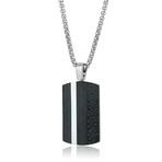 Vertical Line Dog Tag Necklace // Black + Silver